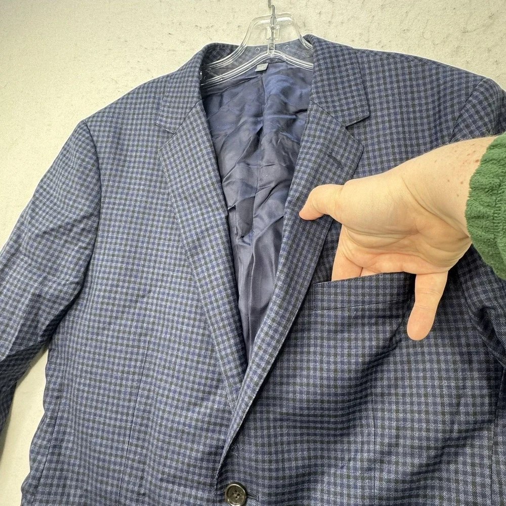 Bonobos‎ Men's Slim Fit Guabello 100% Wool Blue Plaid Blazer 40r 2 Button Preppy